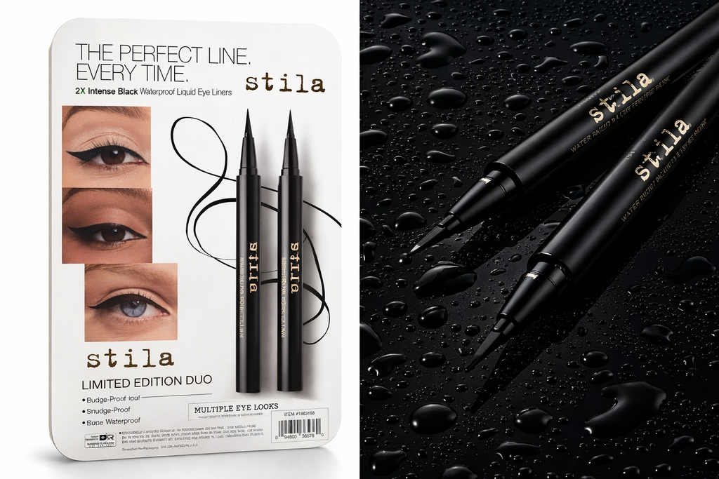 Stila Stay All Day Waterproof Liquid Eye Liner Duo – 2X Intense Black | Long-Lasting, Smudge-Proof, Limited Stock